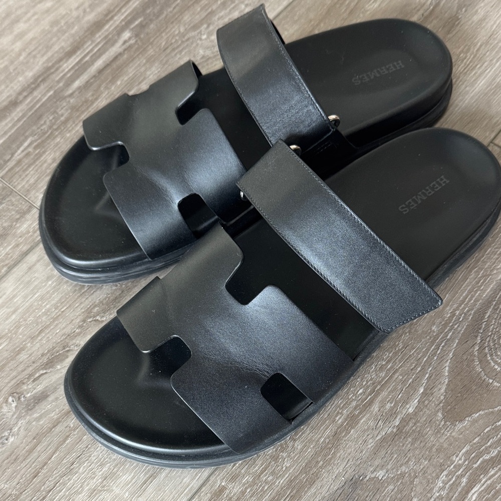 Hermes Black  Slide Sandals